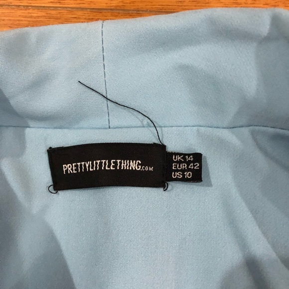 Baby Blue Gold Button Blazer Dress - Picture 3 of 6